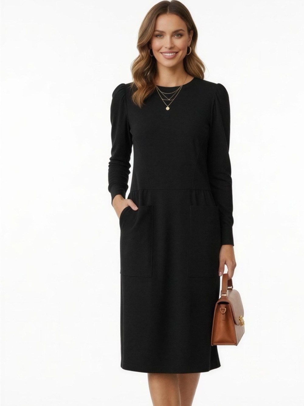 Vintage Emanuel Ungaro Black Long Sleeve Midi Dress